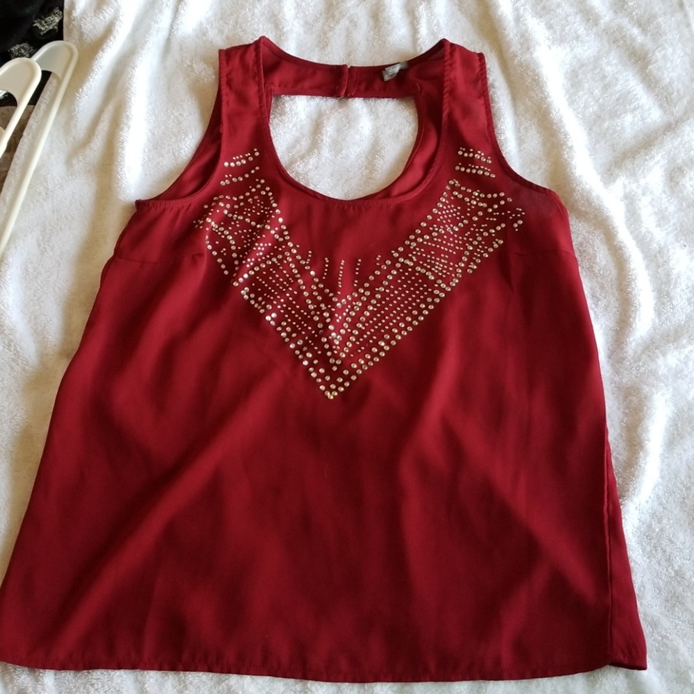 Red sequined blouse